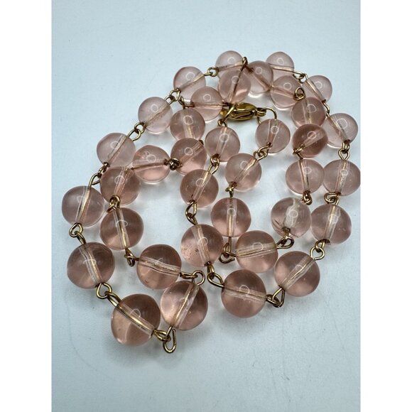 Vintage Translucent Pink Art Glass Choker Necklace Estate Find Jewelry Pretty - Picture 8 of 8